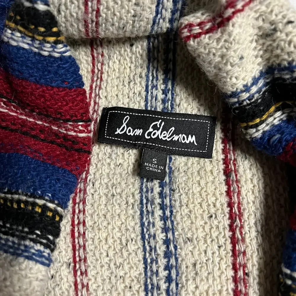 Sam Edelman Stripe Southwestern Elsie Vest Waterfall Hem Shawl Size Small Boho